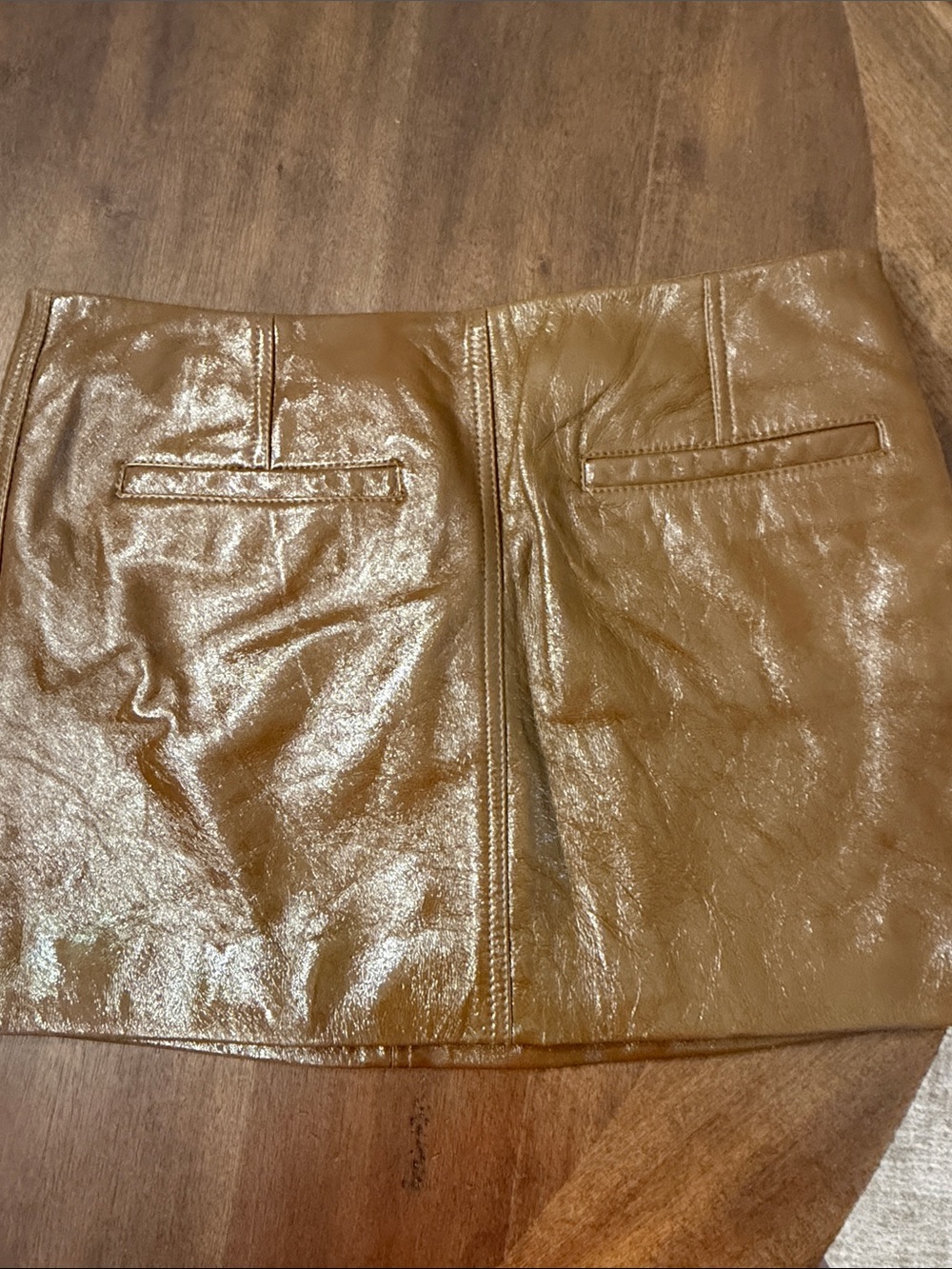 A.L.C. Shiny Camel Faux Leather Mini Skirt